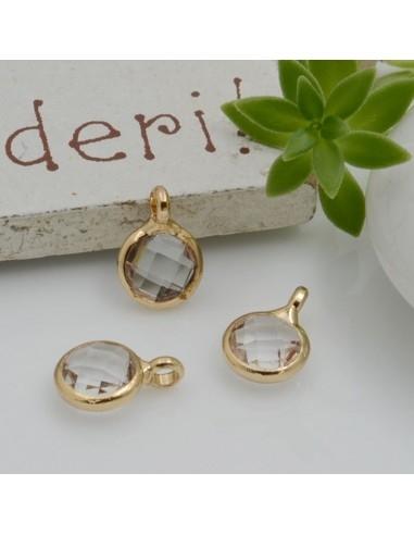 Mini Charms di Cristalli in Vari Colori con Base Oro con anellino frontale 9.5x6.5mm 2pz  | GDO