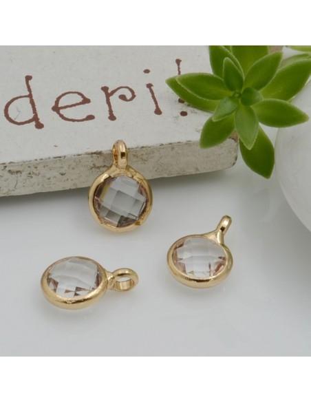 Mini Charms di Cristalli in Vari Colori con Base Oro con anellino frontale 9.5x6.5mm 2pz  | GDO