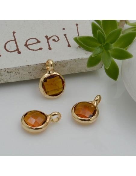 Mini Charms di Cristalli in Vari Colori con Base Oro con anellino frontale 9.5x6.5mm 2pz  | GDO