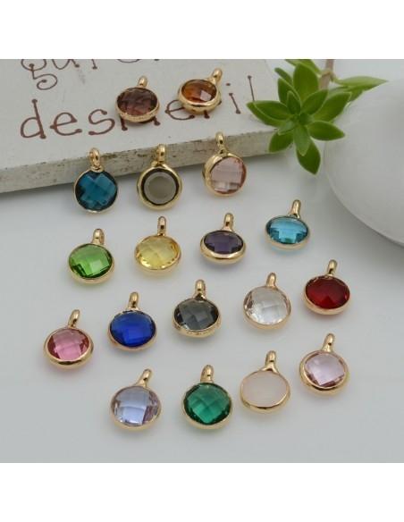 Mini Charms di Cristalli in Vari Colori con Base Oro con anellino frontale 9.5x6.5mm 2pz  | GDO