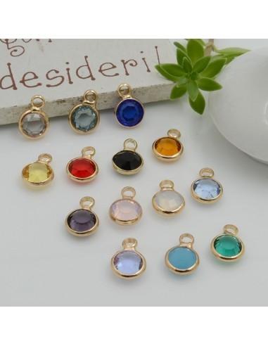 Mini Charms di Cristalli in Vari Colori con Base Oro 6mm 2pz | GDO