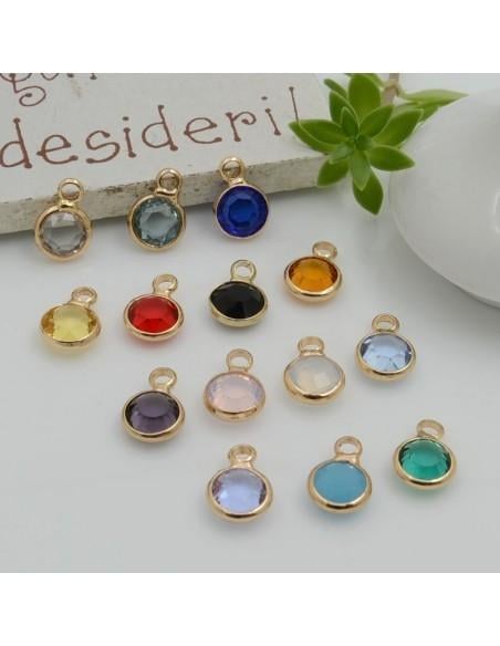 Mini Charms di Cristalli in Vari Colori con Base Oro 6mm 2pz | GDO