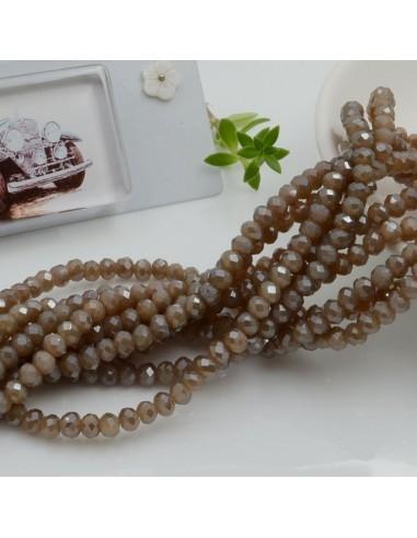 Filo di Mezzi Cristalli Beige Scuro Rondelle 3x4mm Sfaccettati Briolette 125 a 145pz GDO | Gioie d'Oriente
