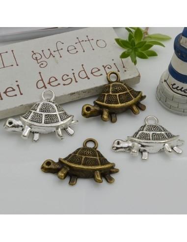 Ciondoli tartaruga di terra 19x27mm 5pz in metallo - GDO