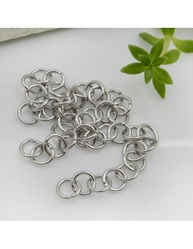 Anellini tondi acciaio, colore rodio, misura assortita 3-7mm, effetto catena, marchio Gioie d'Oriente