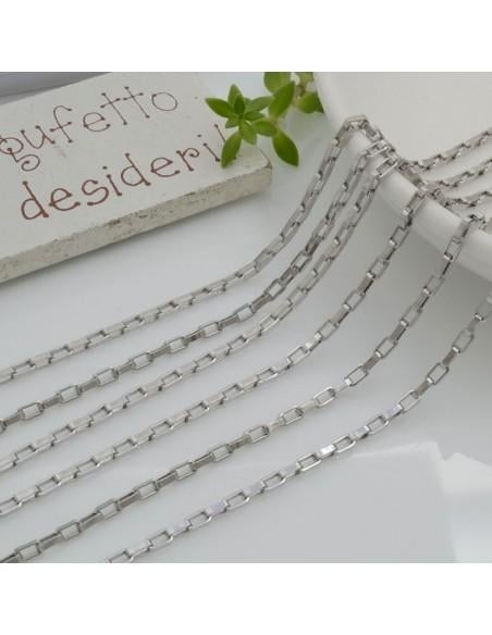 Catena in acciaio rettangolare 2x4mm 1mt base argento rodio - GDO