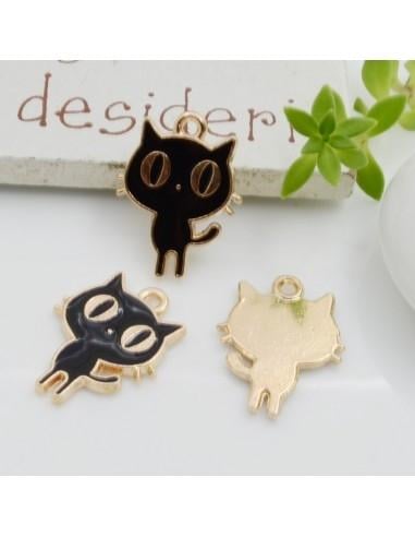 Ciondoli Charms forma gatto smaltato...
