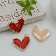 Ciondoli cuore smaltato in ottone base oro 14mm 2pz Gioie d'Oriente 2