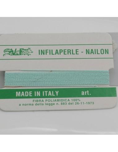 Filo nylon infilaperle di colore tiffany chiaro con ago di diverse misure - GDO