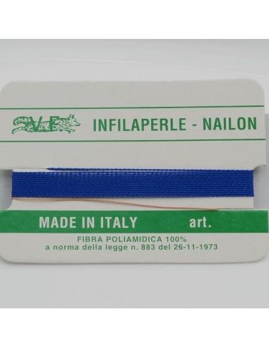 Filo nylon infilaperle di colore blu con ago di diverse misure - GDO
