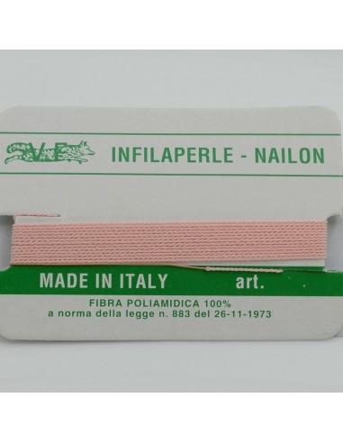 Filo nylon infilaperle di colore rosa con ago di diverse misure - GDO