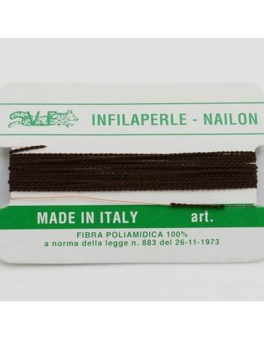 Filo nylon infilaperle di colore marrone con ago di diverse misure - GDO