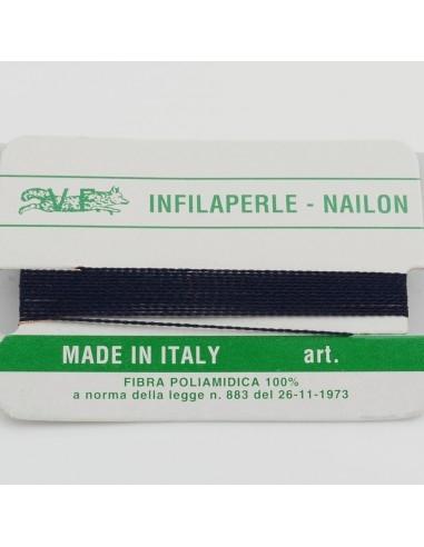 Filo nylon infilaperle di colore blu scuro con ago di diverse misure - GDO