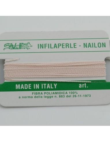 Filo nylon infilaperle di colore rosa chiaro con ago di diverse misure - GDO