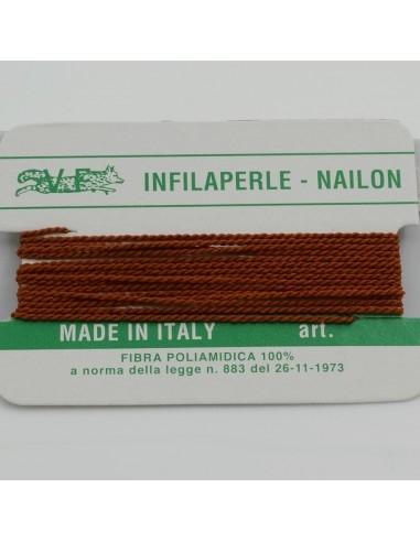 Filo nylon infilaperle di colore mattone con ago di diverse misure - GDO