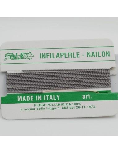 Filo nylon infilaperle di colore grigio con ago di diverse misure - GDO
