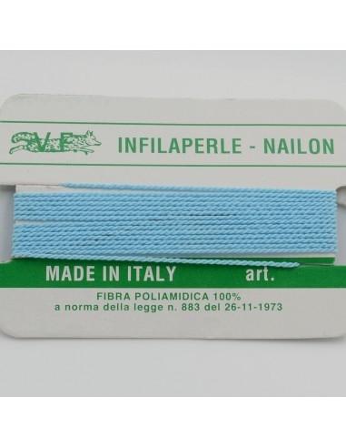 Filo nylon infilaperle di colore azzurro con ago di diverse misure - GDO