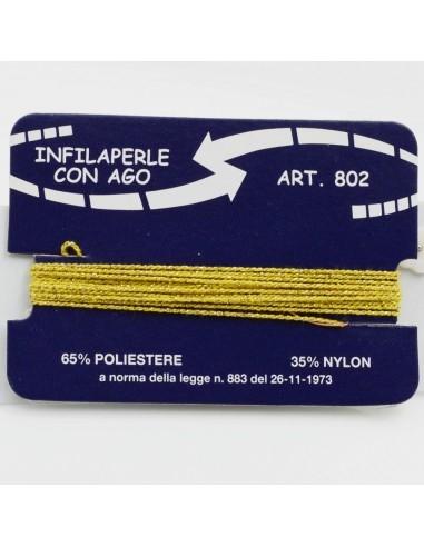 Filo nylon infilaperle di colore oro lurex con ago di diverse misure - GDO