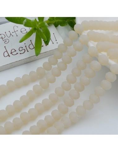 Filo di mezzi cristalli a forma di rondelle 4x6mm Avorio Opaco cipollotti sfaccettati 45cm circa 90pz GDO | Gioie d'Oriente