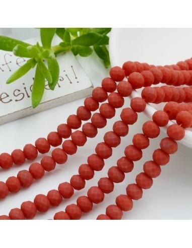 Filo di mezzi cristalli a forma di rondelle 4x6mm Rosso Pesca Opaco cipollotti sfaccettati 40cm 84pz GDO | Gioie d'Oriente