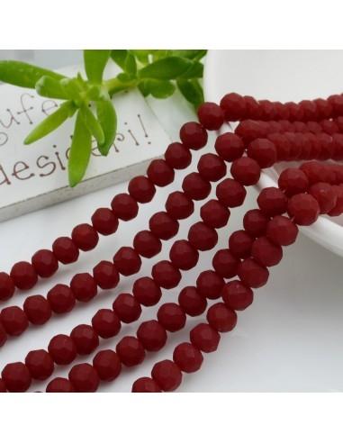 Filo di mezzi cristalli a forma di rondelle 4x6mm Bordeaux Opaco cipollotti sfaccettati 40cm circa 84pz GDO | Gioie d'Oriente