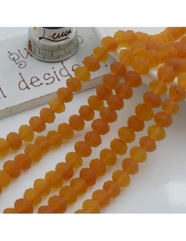 Filo di mezzi cristalli a forma di rondelle 4x6mm Arancione Scuro Opaco cipollotti sfaccettati 42cm 84pz GDO | Gioie d'Oriente