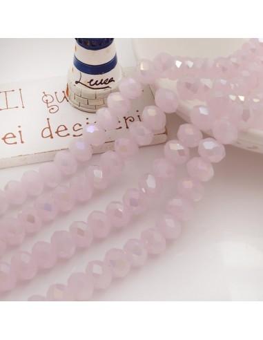 Filo di Mezzi Cristalli cinesi Giada Rosa AB rondelle cipollotti 6x8mm sfaccettati briolette 65-70pz GDO | Gioie d'Oriente