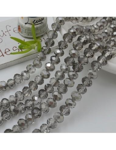 Filo di Mezzi Cristalli Fumè Rondelle Cipollotti 4x6mm Sfaccettati Briolette 42cm circa 84pz GDO | Gioie d'Oriente