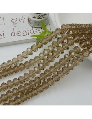 Filo di Mezzi Cristalli Marrone Trasparente Rondelle Cipollotti 4x6mm Sfaccettati Briolette 42cm 84pz GDO | Gioie d'Oriente