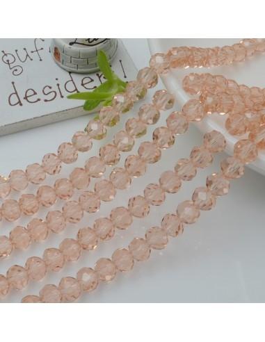 Filo di Mezzi Cristalli Rosa Antico Trasparente Rondelle Cipollotti 4x6mm Sfaccettati Briolette 42cm 84pz GDO | Gioie d'Oriente