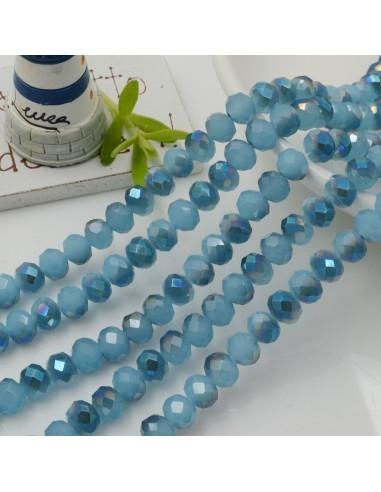 Filo di Mezzi Cristalli Azzurro Rodio AB Rondelle Cipollotti 4x6mm Sfaccettati Briolette 42cm circa 84pz GDO | Gioie d'Oriente