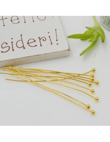 Chiodini Spilli testa Pallina col oro lunghezza varia in ottone spessore  FILO 0.5MM per Bigiotteria per le tue creazioni!!!