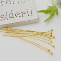 Chiodini Spilli testa Pallina col oro lunghezza varia in ottone spessore  FILO 0.5MM per Bigiotteria per le tue creazioni!!!