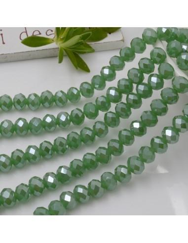 Filo di Mezzi Cristalli Giada Scuro Rondelle Cipollotti 4x6mm Sfaccettati Briolette 42cm circa 84pz GDO | Gioie d'Oriente