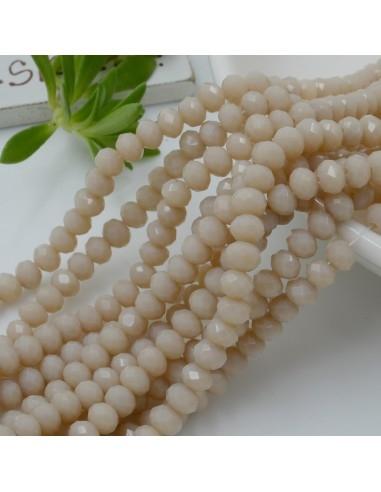 Filo di Mezzi Cristalli Beige Rondelle 3x4mm Sfaccettati Briolette 125 a 145pz GDO | Gioie d'Oriente