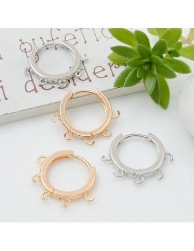 Cerchietti chiusi con 5 anellini per ciondoli in ottone 16mm 1 paio | GDO
