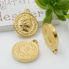 Ciondolo medaglia in acciaio inossidabile 15.5 x 18 mm spessore 3 mm 1pz Gioie d'Oriente 2
