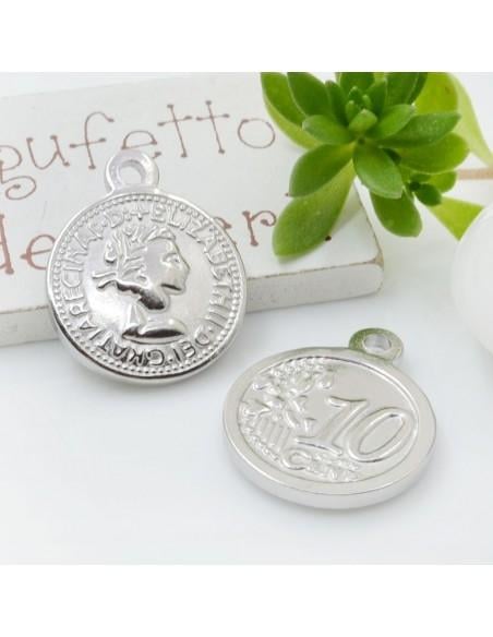 Ciondolo medaglia in acciaio inossidabile 20 x 24 mm spessore 3 mm 1pz Gioie d'Oriente
