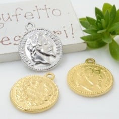 Ciondolo medaglia in acciaio inossidabile 18 x 22 mm spessore 2.3 mm 1pz Gioie d'Oriente