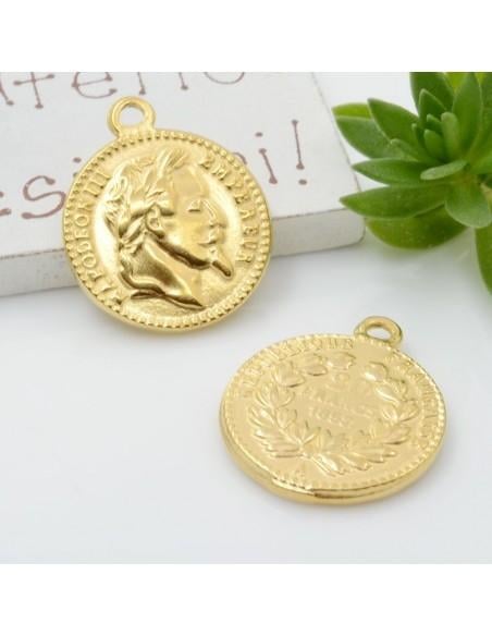 Ciondolo medaglia in acciaio inossidabile 18 x 22 mm spessore 2.3 mm 1pz Gioie d'Oriente