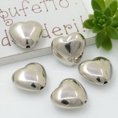 Distanziatori cuore mezzo bombato in argentone 5pz Gioie d'Oriente