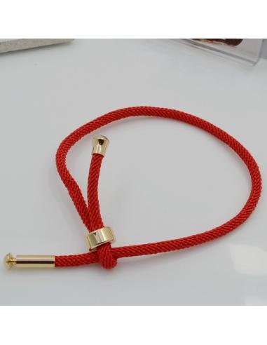 Base bracciale in corda regolabile rosso 3mm 1pz