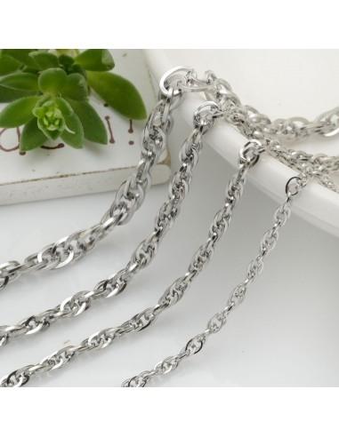 Catena doppia molto luminosa in acciaio colore argento 1 mt per le tue creazioni fai da te!!