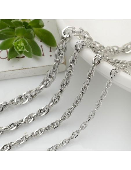 Catena doppia molto luminosa in acciaio colore argento 1 mt per le tue creazioni fai da te!!