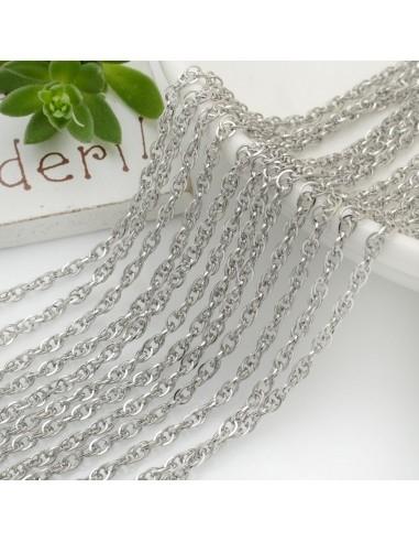 Catena doppia molto luminosa in acciaio colore argento 1 mt per le tue creazioni fai da te!!