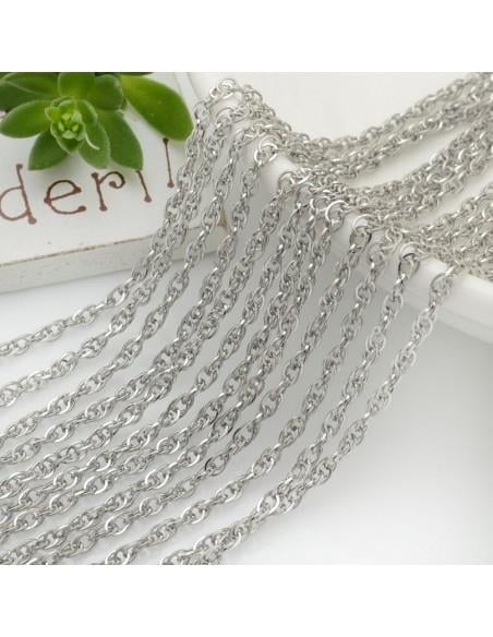 Catena doppia molto luminosa in acciaio colore argento 1 mt per le tue creazioni fai da te!!