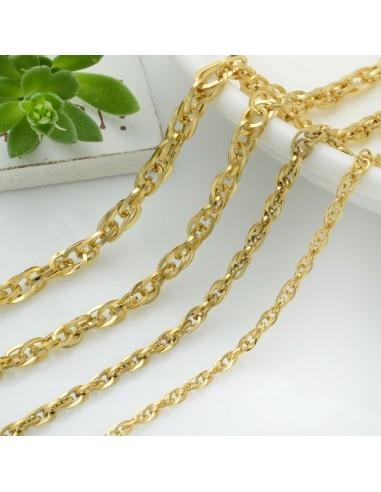 Catena doppia molto luminosa in acciaio colore oro 1 mt