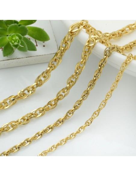 Catena doppia molto luminosa in acciaio colore oro 1 mt