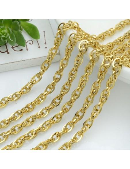 Catena doppia molto luminosa in acciaio colore oro 1 mt