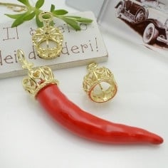Ciondolo corona cuori in ottone oro 26x16 mm 1pz Gioie d'Oriente